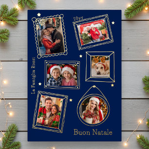 Carte De Vœux En Aluminium Buon Natale Doodle Frame Multi Photo
