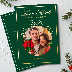 Carte De Vœux En Aluminium Buon Natale e Felice Anno Nuovo Coquette Bow Photo