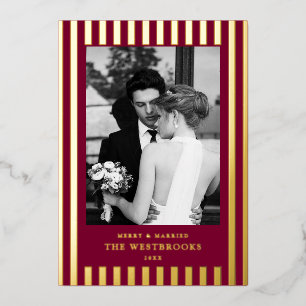 Carte De Vœux En Aluminium Burgundy Stripes