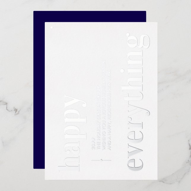 Carte De Vœux En Aluminium Business Christmas BlueHappy Tout Entreprise (Recto/Verso)