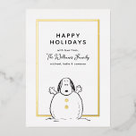 Carte De Vœux En Aluminium cacahuètes | Snoopy Jouer Snowman Photo de famille<br><div class="desc">Envoyez cette amusante carte de vacances de Noël aux cacahuètes. Personnalisez avec votre photo.</div>
