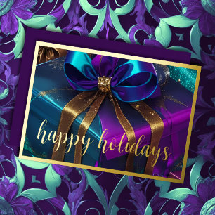 Carte De Vœux En Aluminium Cadeau de Noël Turquoise bleu pourpre