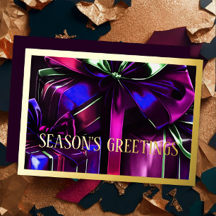 Carte De Vœux En Aluminium Cadeaux de Noël bleu violet rose or