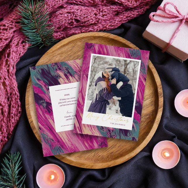 Carte De Vœux En Aluminium Cadre Abstrait Joyeux Noël Photo (Créateur téléchargé)