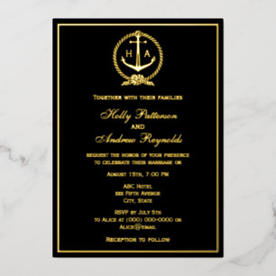 Carte De Vœux En Aluminium Cadre de corde nautique Ancrage Monogramme Init Ma