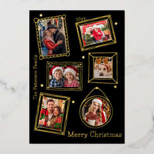 Carte De Vœux En Aluminium Cadre de doodle de Noël multi photos