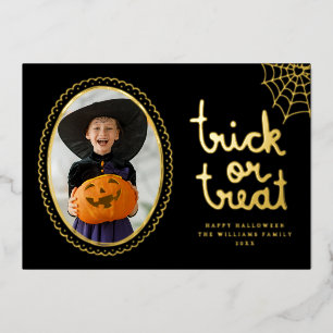 Carte De Vœux En Aluminium Cadre Dessiné à la Main Trick Or Treat Halloween P