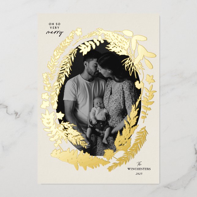 Carte De Vœux En Aluminium Cadre d'Impressions Botaniques de Noël (Recto)