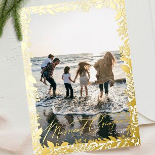 Carte De Vœux En Aluminium cadre doré traditionnel Joyeux Noël Une Photo