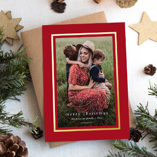 Carte De Vœux En Aluminium Cadre élégant moderne rouge Simple Joyeux Noël