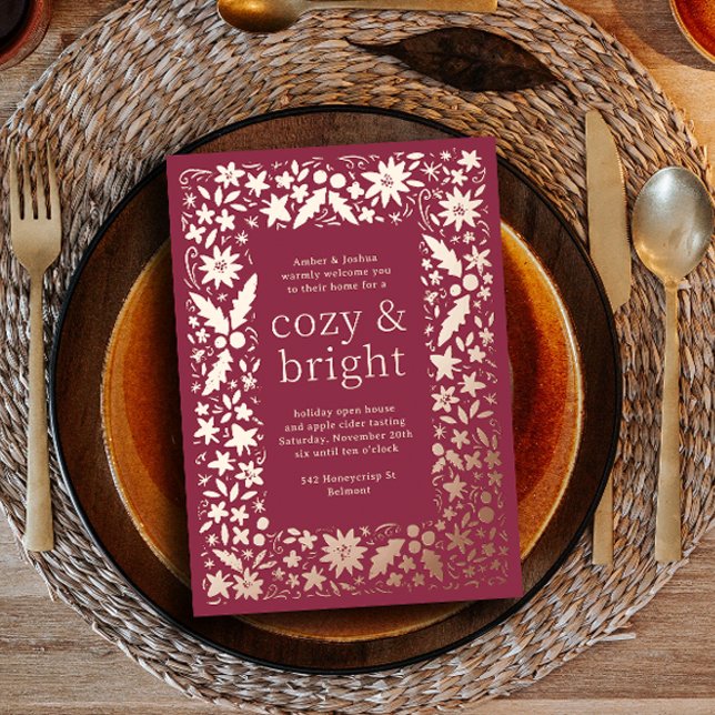 Carte De Vœux En Aluminium Cadre floral Folksy Cosy et lumineux fête d'automn (Créateur téléchargé)