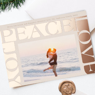 Carte De Vœux En Aluminium Cadre photo AMOUR PAIX JOIE rose gold blush