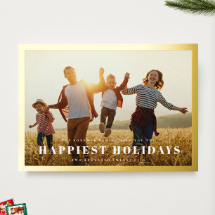 Carte De Vœux En Aluminium Cadre photo classique en or   Texte de Noël élégan