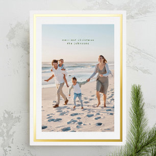 Carte De Vœux En Aluminium Cadre photo de Noël simple et élégant en or