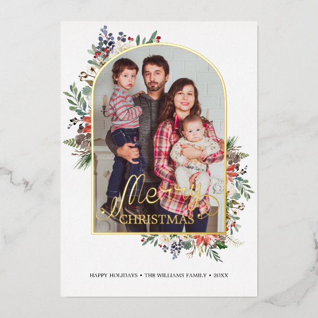 Carte De Vœux En Aluminium Cadre photo de revue de l'année avec des baies de  (Recto)