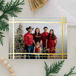 Carte De Vœux En Aluminium Cadre photo enrobé cadeau signature<br><div class="desc">Élégant, moderne et simple, ce design photo complet comprend des bordures brossées à la main dans votre choix de Gold, Silver et Rose Gold Foils qui encadrent votre photo, avec signature de script de brosse moderne personnalisée en bas à droite. Un dégradé de décoloration chevauche votre photo pour mettre le...</div>