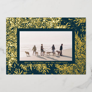 Carte De Vœux En Aluminium Cadre photo flocon de neige de Noël bleu hiver or
