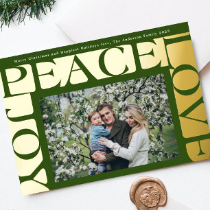 Carte De Vœux En Aluminium Cadre photo LOVE PAIX JOIE vert coloré
