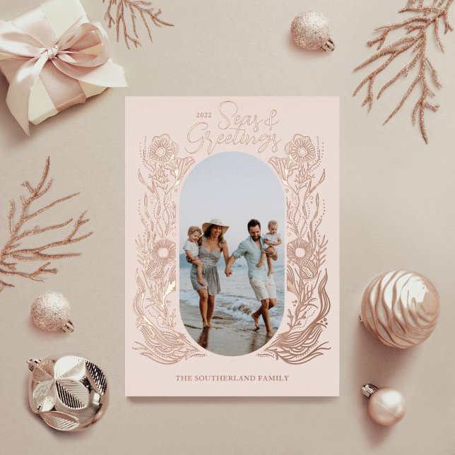 Carte De Vœux En Aluminium Cadre photo Mer & Salutations La vie marine océani (Créateur téléchargé)