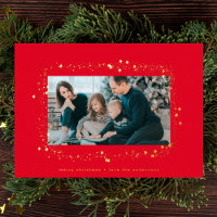 cadre photo moderne or rouge étoiles noël