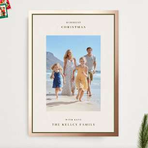 Carte De Vœux En Aluminium Cadre photo vert mousse de Noël moderne Rose Gold