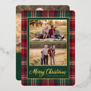 Carte De Vœux En Aluminium Cadre Tartan Multi Photo Joyeux Noël