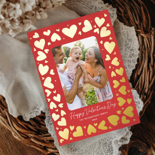 Carte De Vœux En Aluminium Cadres de Coeurs dessinés à la main Valentines Day
