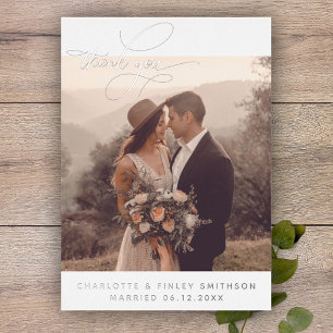 Carte De Vœux En Aluminium Calligraphie minimale Merci Mariage personnalisé