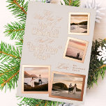 Carte De Vœux En Aluminium calligraphie photo collage nouvelle année joyeux n<br><div class="desc">Véritable Cartes de fin de année de Noël Foil - Entièrement modifiable et personnalisable *Veuillez me contacter pour toute question de conception</div>