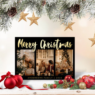 Carte De Vœux En Aluminium Calligraphie simple triée photo Noël