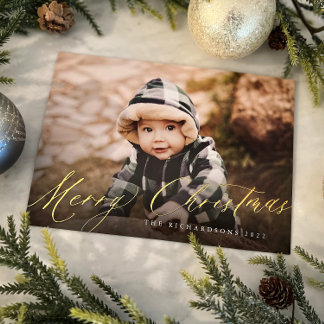 Carte De Vœux En Aluminium Carte de Noël à motif de Noël en feuille d'argent