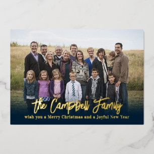 Carte De Vœux En Aluminium Carte de Noël en feuille de métal Famille Joie