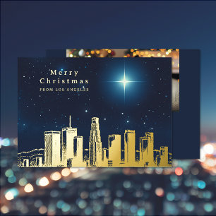 Carte De Vœux En Aluminium Carte de Noël en feuille d'étoile de Los Angeles
