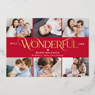Carte De Vœux En Aluminium Carte de Noël en papier d'aluminium Wonderful Life