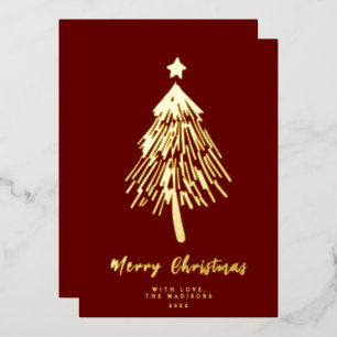 Carte De Vœux En Aluminium Carte de Noël minimaliste avec arbre en feuille mé