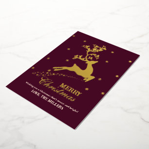 Carte De Vœux En Aluminium Carte de Noël personnalisée en feuille d'or de ren