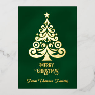 Carte De Vœux En Aluminium Carte de Noël personnalisée en vert avec feuillage