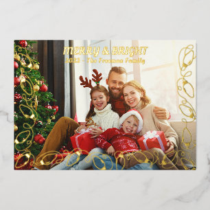 Carte De Vœux En Aluminium Carte de Noël photo élégante avec guirlandes en fe