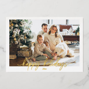 Carte De Vœux En Aluminium Carte de Noël simple en foil avec photo pour les F