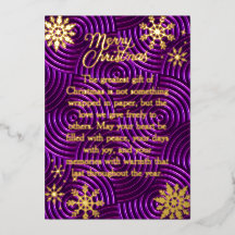 Carte de Noël violette en typographie de feuille r