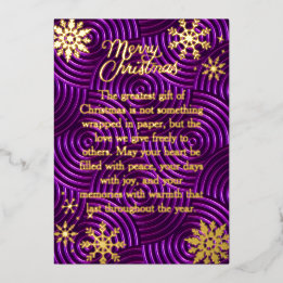 Carte De Vœux En Aluminium Carte de Noël violette en typographie de feuille r