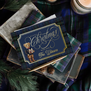 Carte De Vœux En Aluminium Carte photo de Noël en plaid élégant et chic avec