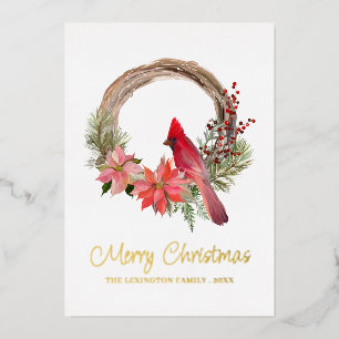 Carte De Vœux En Aluminium Carton de Noël élégant avec Cardinal Rouge monogra