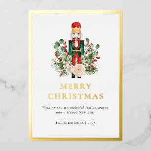 Carte De Vœux En Aluminium Casse-Noisette de Noël Élégant Baies Rouges
