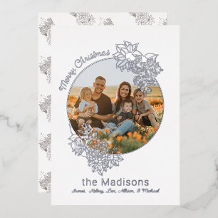 Carte De Vœux En Aluminium Cercle photo cadre fleur Noël