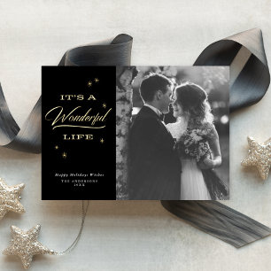 Carte De Vœux En Aluminium C'est une vie merveilleuse Photo de Noël élégant e