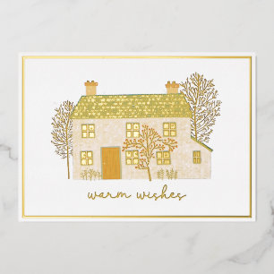 Carte De Vœux En Aluminium Chaleureux souhaits Maison de Noël
