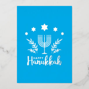 Carte De Vœux En Aluminium Chandelle de Hanukkah Bleue