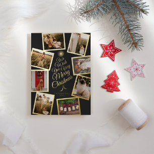 Carte De Vœux En Aluminium Charbon Très Joyeux Arbre de Noël Collage Photo
