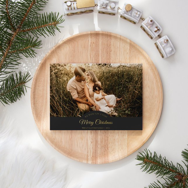 Carte De Vœux En Aluminium Charbon Très Joyeux Noël Quatre Photo Paysage (Créateur téléchargé)